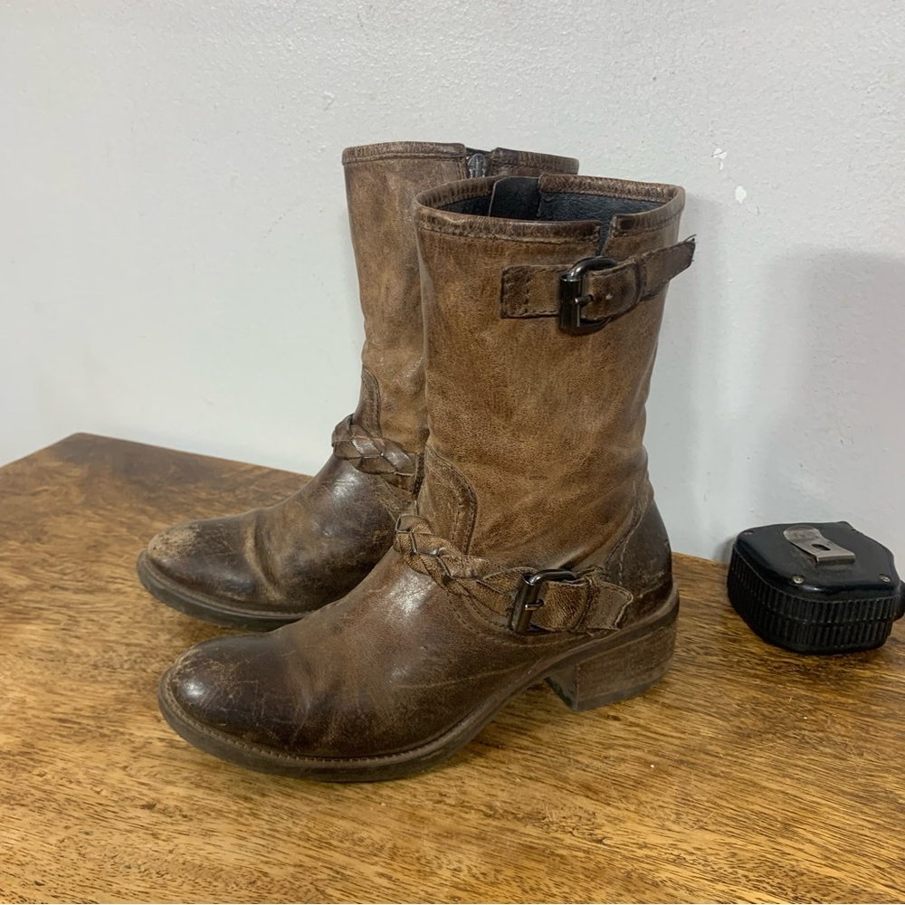 Distressed leather boots